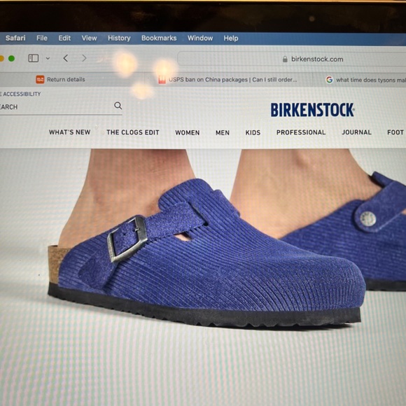 Birkenstock Boston Suede Embossed Corduroy Indigo Size 40 Medium/Narrow *NWOT* - Picture 7 of 15